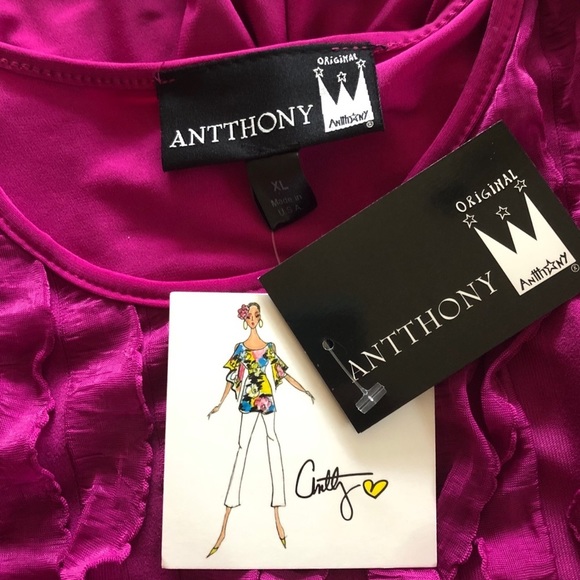 Antthony Original pink long sleeve ruffle Top XL - Picture 5 of 8
